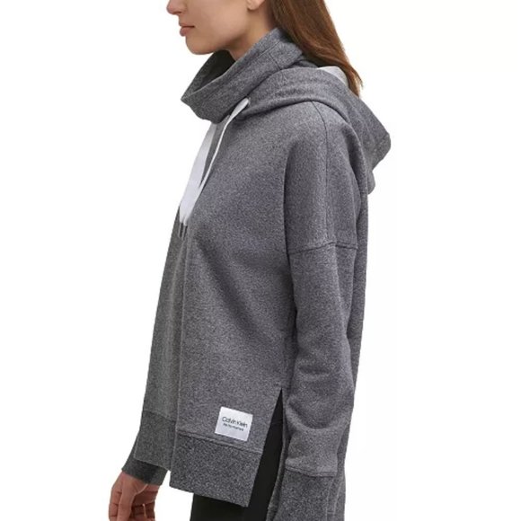 😳SALE😳 Calvin Klein PFCT3912 Women Face Mask Funnel Neck Gray Hoodie Cotton CK - Picture 4 of 6